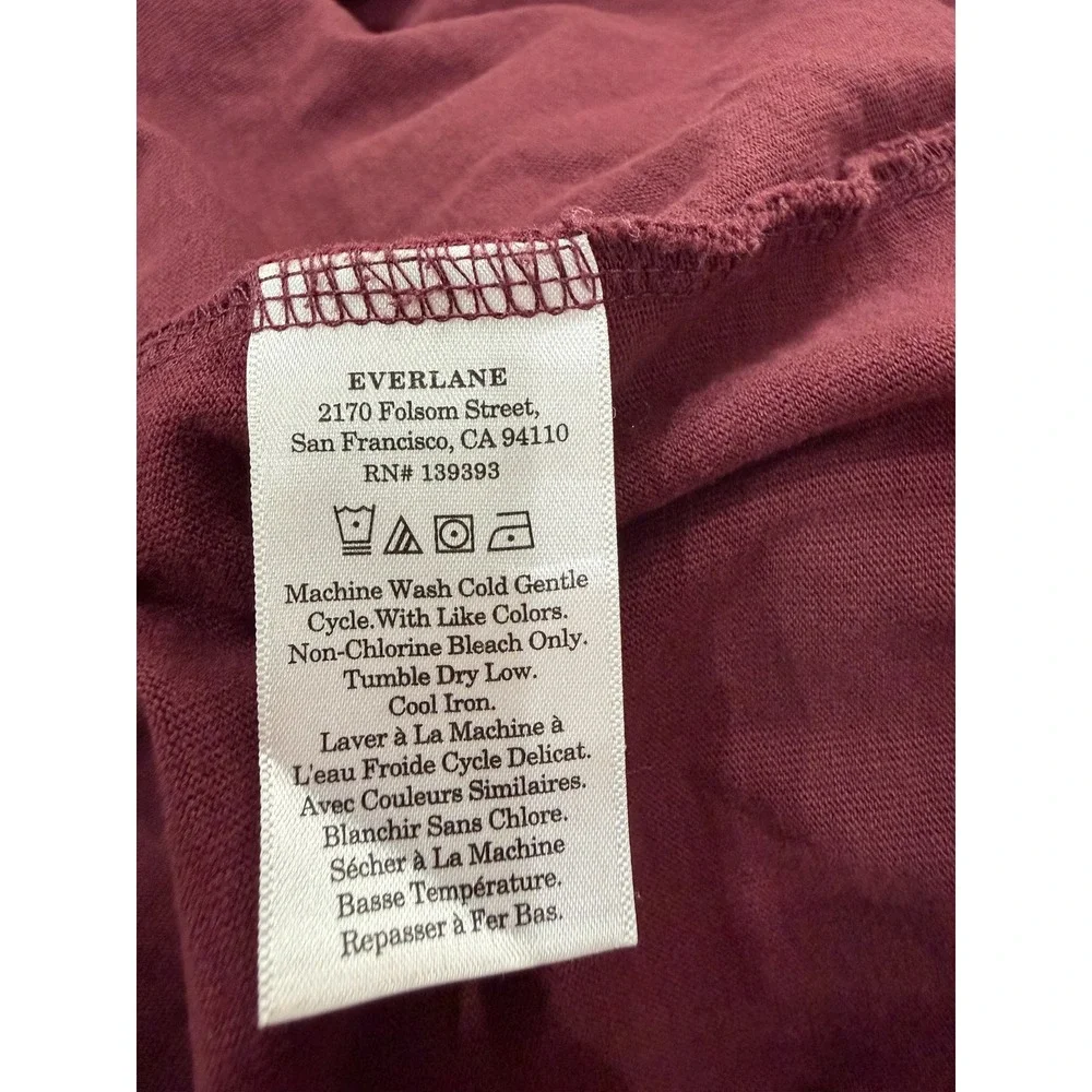 Everlane Organic Cotton Crew Neck T-Shirt Burgundy Maroon Medium M-T-CTN-HVY-SS - Picture 5 of 6